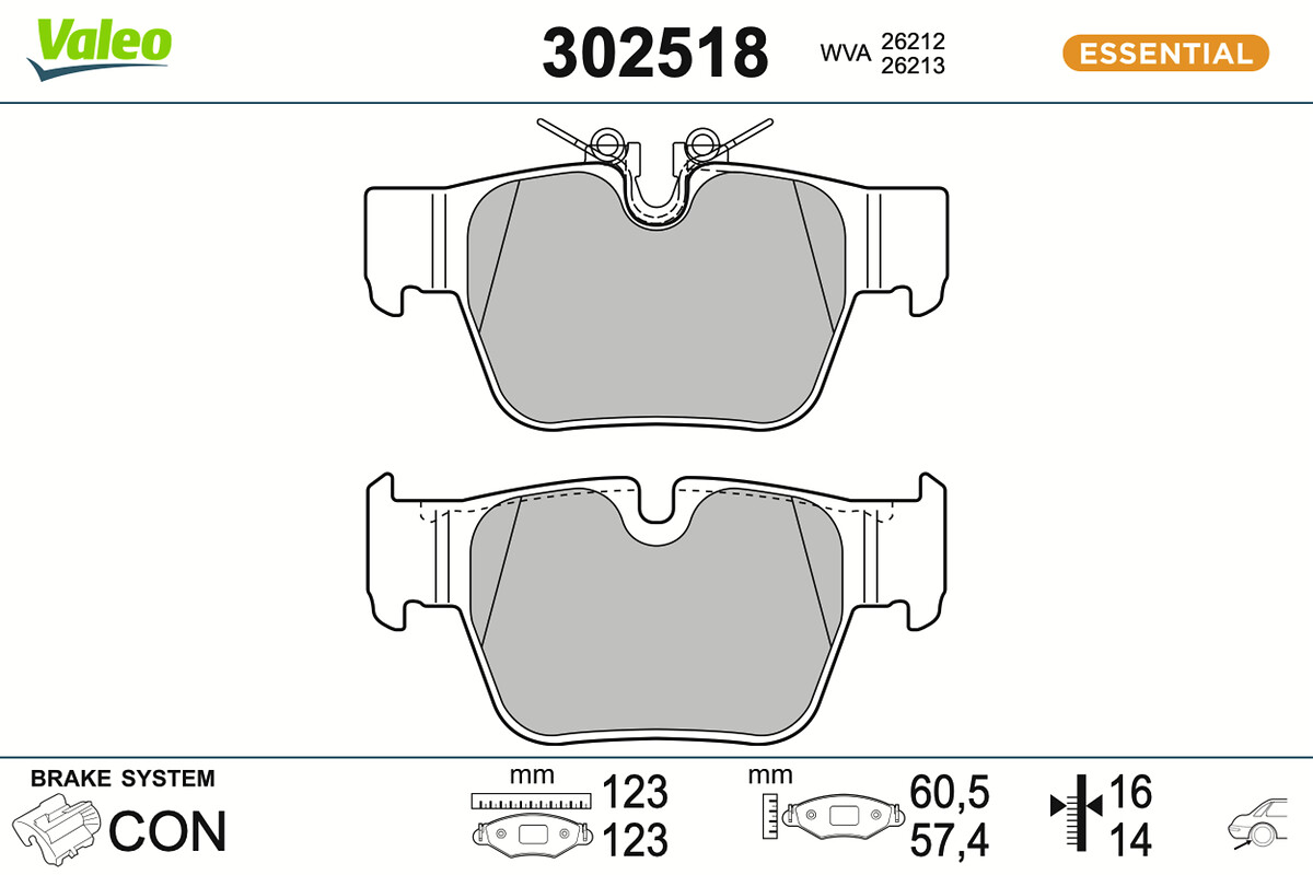 Jeu de 4 plaquettes de frein VALEO ref. 302518